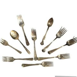 antique silver-plated flatware 10 pieces 