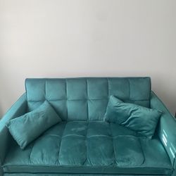 Velvet Green Couch With Adjustable Sofa Built In