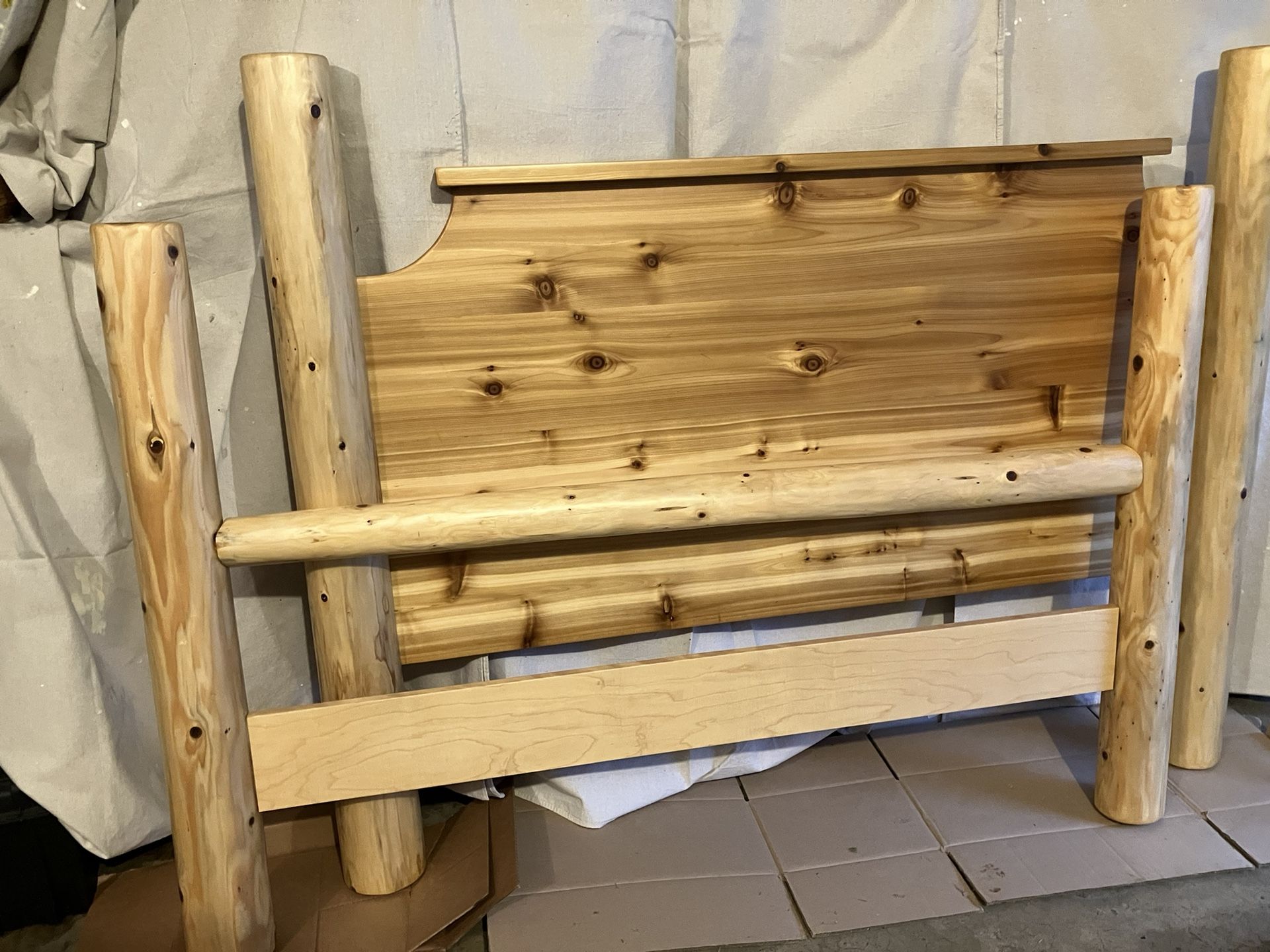 Handcrafted Queen Cedar Post Headboard and Footboard
