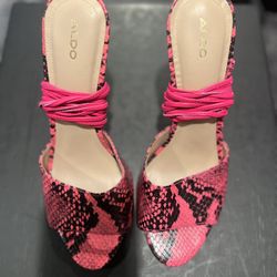 Aldo Pink Snake Print Heels 