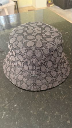 Coach Signature Jacquard Bucket Hat – Charcoal/Black
