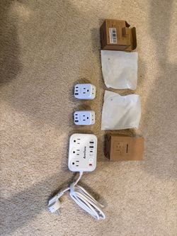 European Travel Power Strip and 2 European Travel Plug Adapters