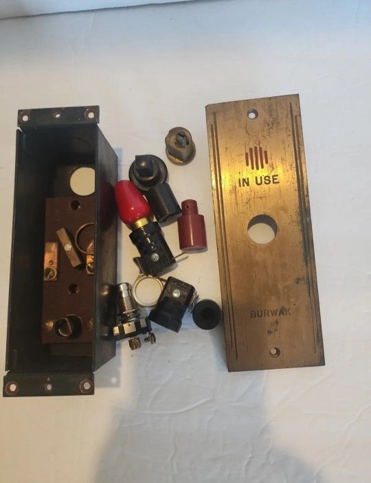 Antique Brass BURWAK Elevator Indicator Panel w/ Connector Box
