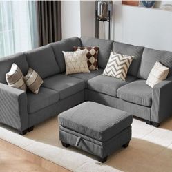 Shaped Sleeper Sofa Dark Gray New