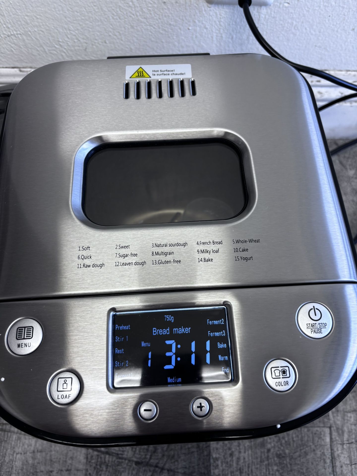 Kitchen in the box Bread Maker Machine with Gluten-Free Setting, 2LB 1.5LB 1LB Automatic Breadmaker with Homemade Cycle, 15-in-1 Stainless Steel Bread