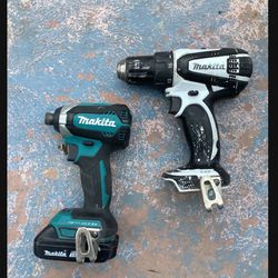 Makita Drill And Impact Driver. One Battery Included 