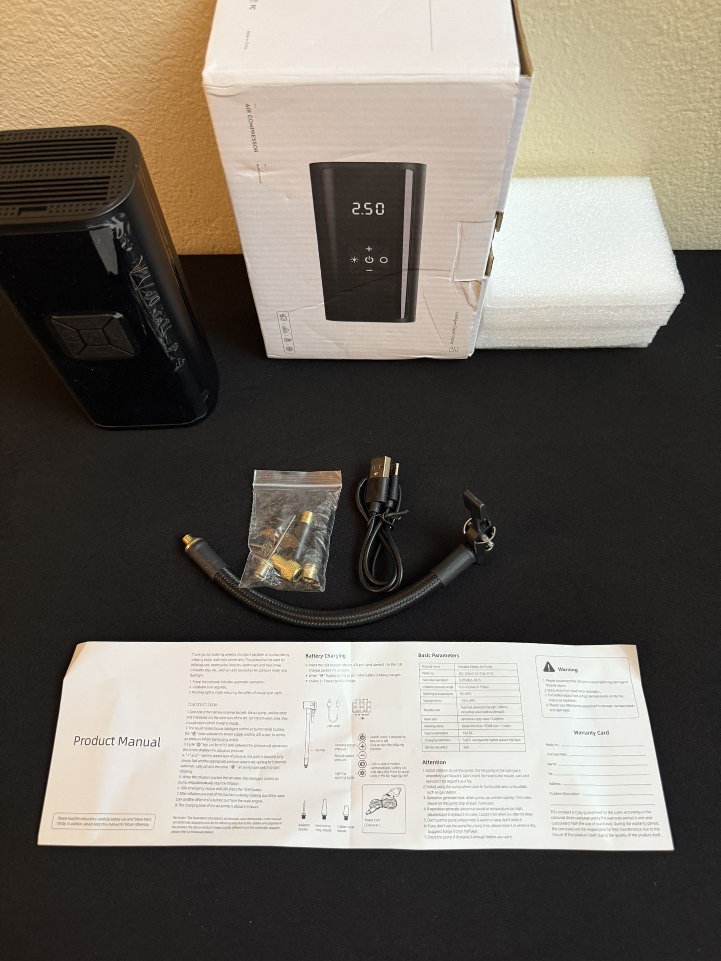 Air Pump. Wireless Portable Air Digital Pump Compressor (Inflates Car Tires & Motorcycles) Balloon Balls