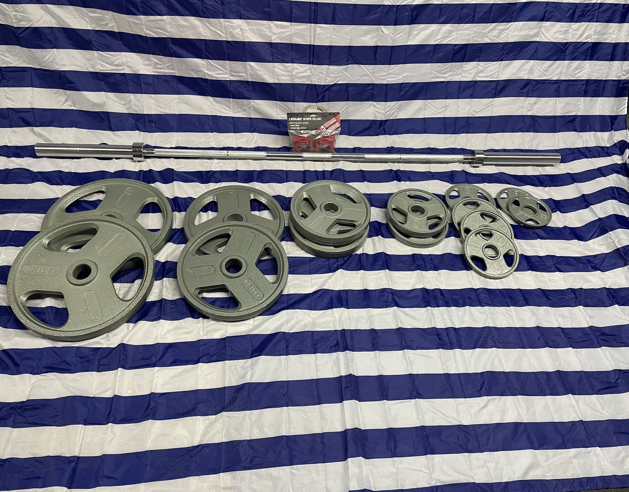 300 Pound Olympic 3 Point Hand Grip Weight Set Plus