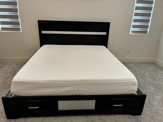 Negotiable  New 51- inch wood California King storage panel Black bed + cal king mattress