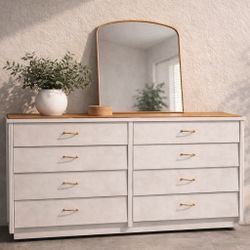 Modern 8-Drawer Dresser with Gold Hardware