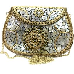 Gold And Silver Mosaic Clutch