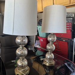 2 Table Top Lamps. With Plug On Base. 28” High. Like New  