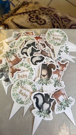 Woodland “Welcome Sign and Cupcake toppers.