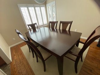 Dark Wood Dining Table with 6 Chairs