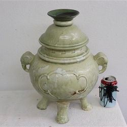 Large Chineae Green Glazed Tripod Censer