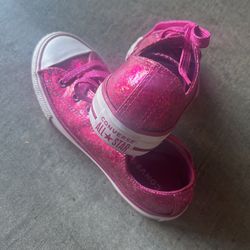 Girls pink glitter online converse