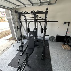 Vesta Fitness Smith Machine 1001 w/Bench Attachment | 245lb Cast Iron Olympic Weights | 7ft Olympic Bar | Fitness | Gym Equipment | FREE DELIVERY 🚚 
