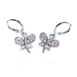 Zircon Earrings Butterfly cz diamond  sterling silver Hoops Huggies minimalist