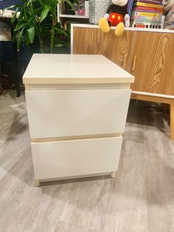 White IKEA Malm 2-Drawer Nightstand