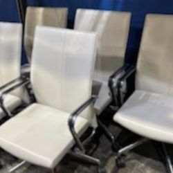Davis High End Leather White Task Chairs