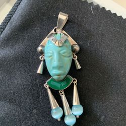 Taxco and Mexico 925 Pendant Turquoise and malachite