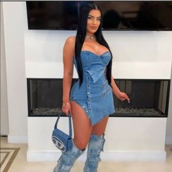 Sexy mini denim dress