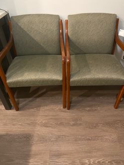 Pair of Solid Wood Upholstered Armchairs – Excellent Condition