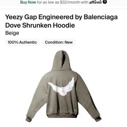 Yeezy Balenciaga Hoodie Sz Large