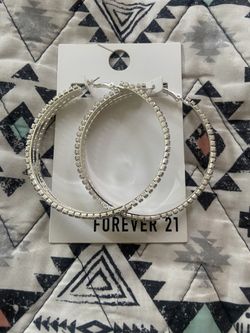 Forever 21 diamond Hoop Earrings