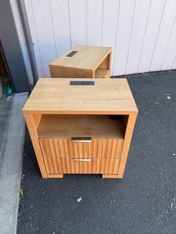 Brown Nightstand with Drawers and Open Shelf