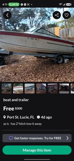 Free Bowrider Boat with Trailer fcfs