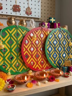 Hand-Painted Festive Mandala Wall Decor | Mirror Accents (Single or Set of 3)