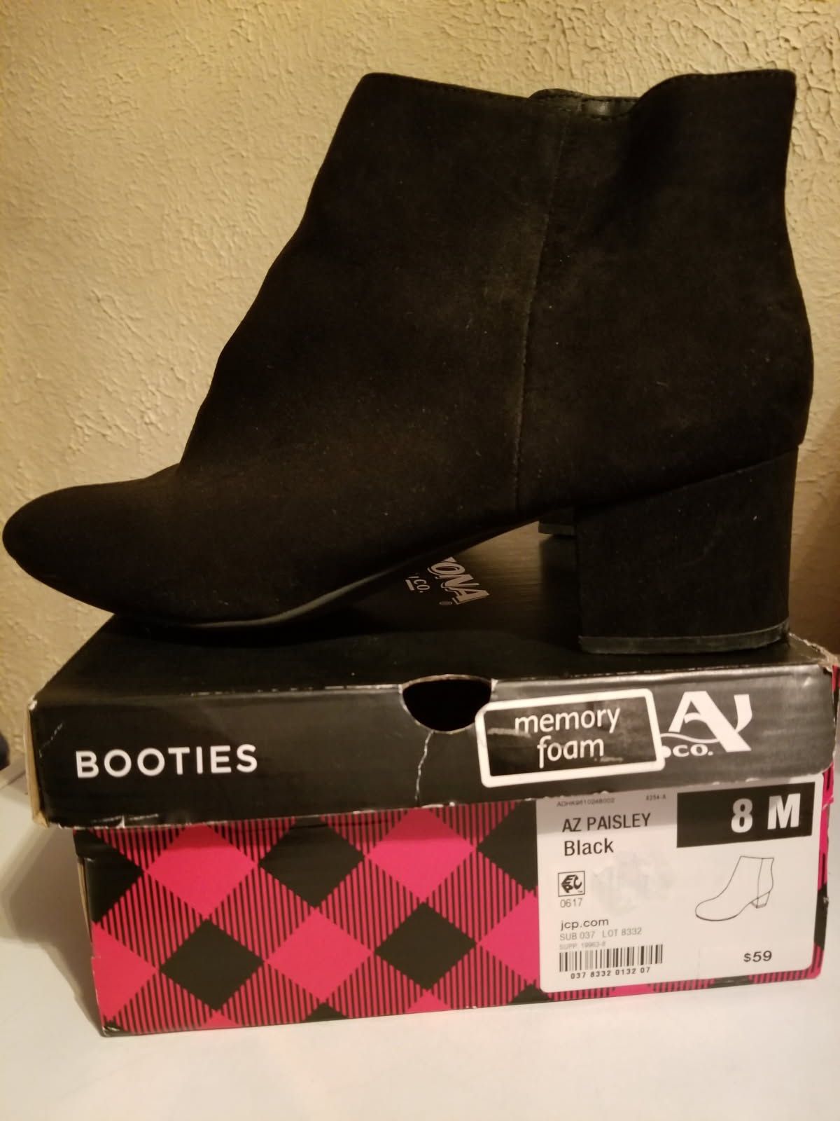 Women’s AZ Black Paisley Booties Shoe 8M