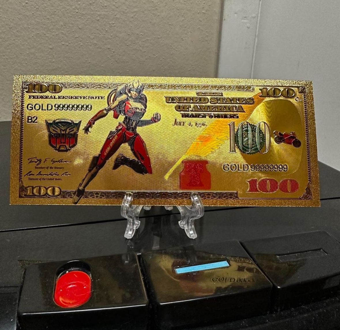 24k Gold Foil Plated Arcee Transformers Banknote 