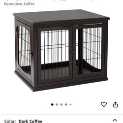 Small/ Medium Wood Dog Crate - Dark Brown 
