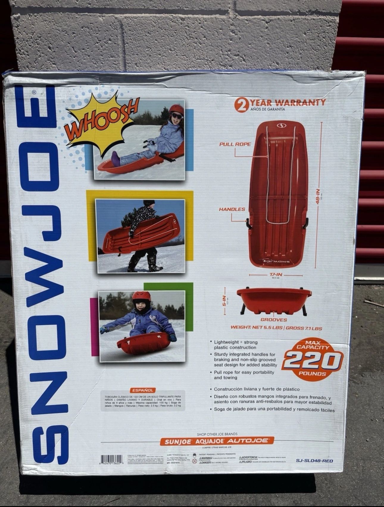 Snow Joe Snow Sled is a 48” ADULT toboggan