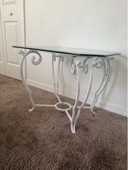 3-Piece White Wrought Iron and Glass Table Set