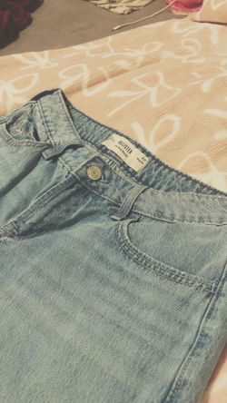 Hollister low rise jeans #lightblue#pinkbows