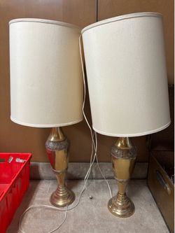 Brass lamps with silk shades