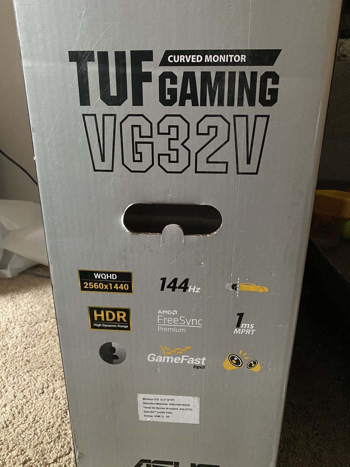 ASUS TUF Gaming 32" 2K HDR Curved Monitor (VG32VQ) - WQHD (2560 x 1440), 144Hz, 1ms, Extreme Low Motion Blur, Speaker, Adaptive-Sync, FreeSync Premium