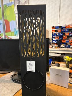 Black Solar Metal Bluetooth 5.0 Tower Speaker Plays 50 Foot Sound Range and LED Lights, 24" H,