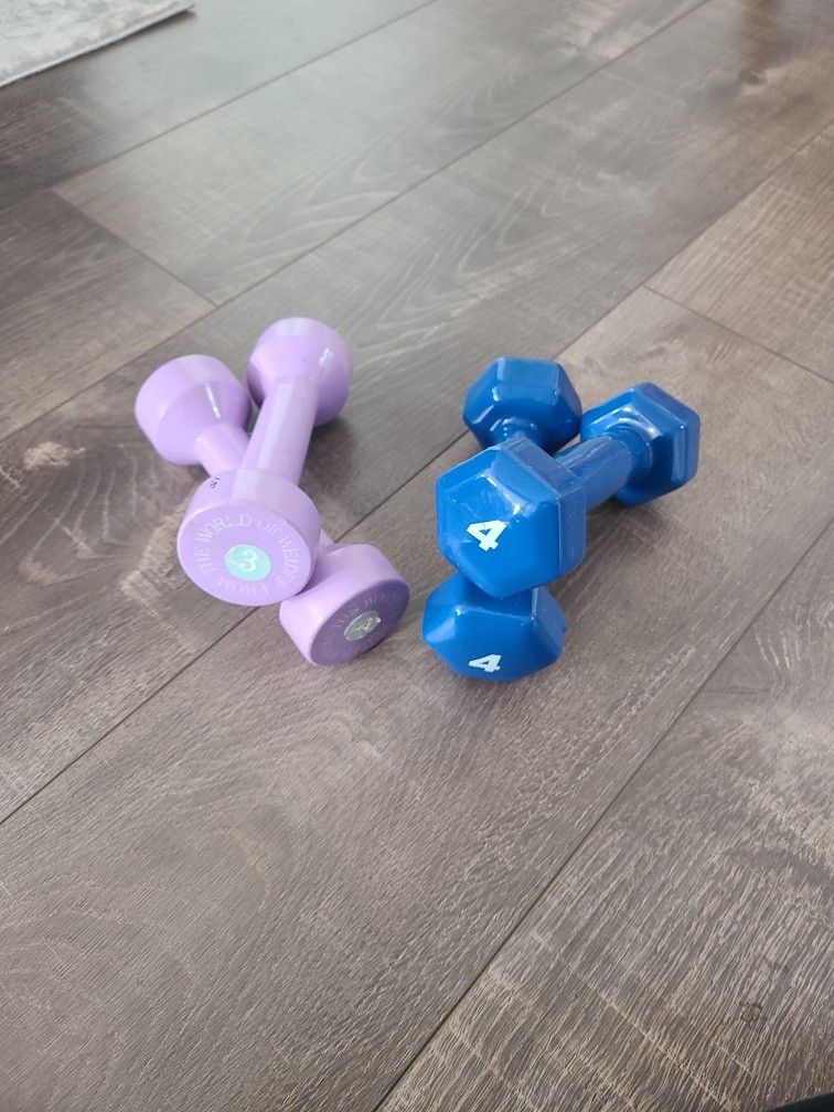 Set of 3 and 4 Pound Dumbells