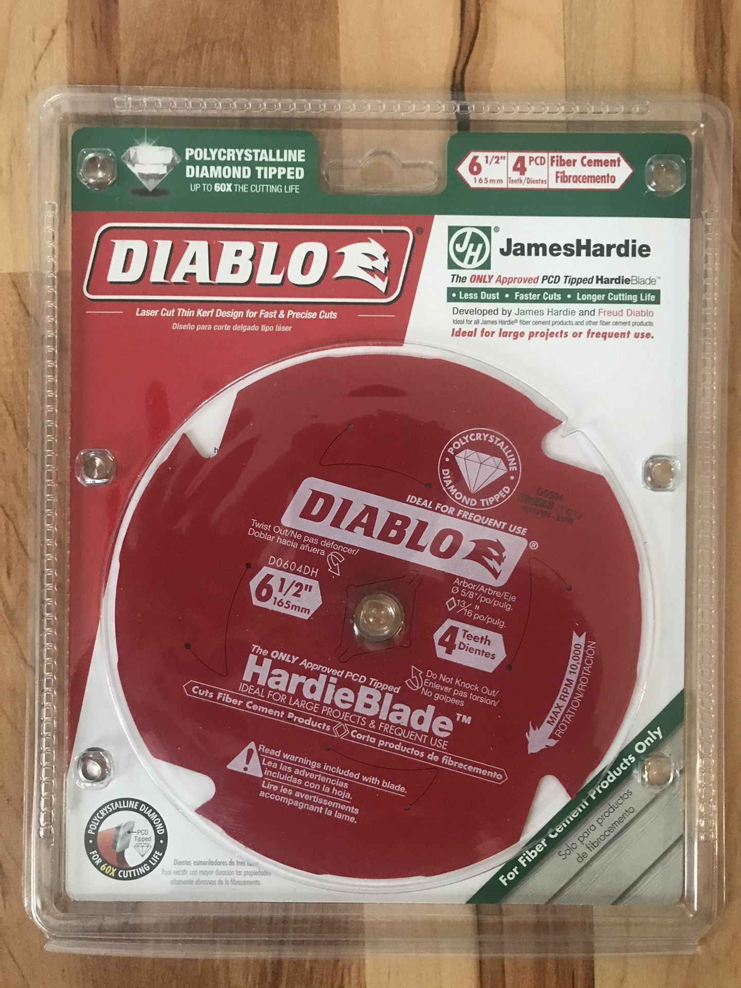 Diablo HARDIEBlade 6-1/2 in. x 4-Tooth Polycrystalline Diamond (PCD) Tipped Fiber Cement Circular Saw Blade