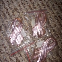 3 Glass Breast Cancer Awareness Ribbon Charms