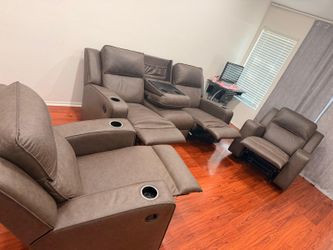 3-Piece Reclining Sofa Set with Cup Holders