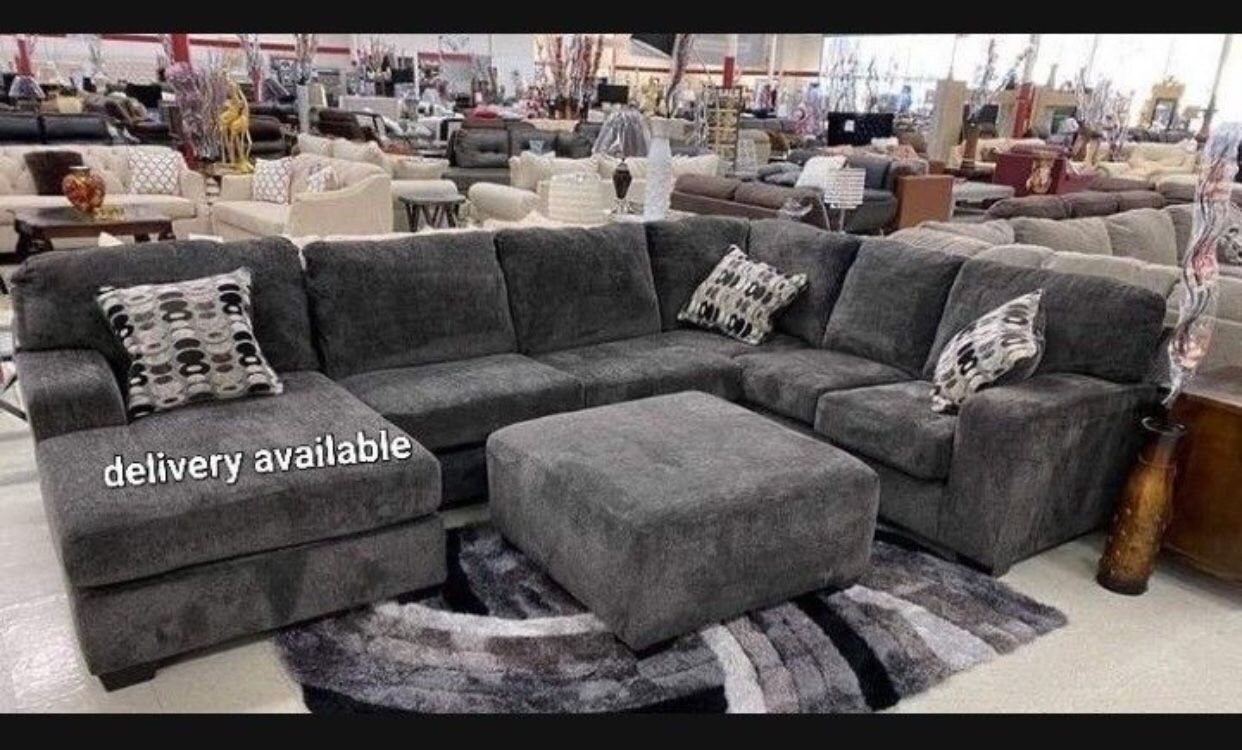 Slate Huge U Shaped Oversized Comfort Modern Sectional With Chaise🤩 Ottoman Sold Separately ‼️ Brand New💥