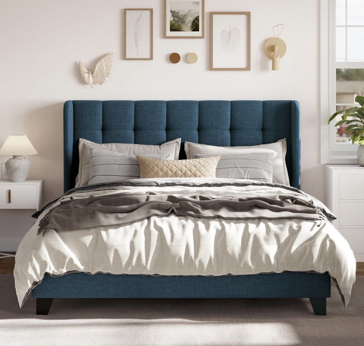 Queen Size Bed Frame Blue Green 