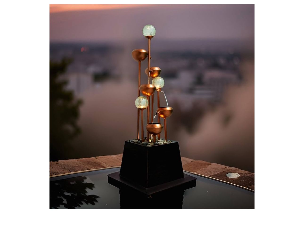 Sponsored Visit the ZMG Store 2.0 2.0 out of 5 stars (2) ZMG 5 Tiered Outdoor Fountain with Glass Ball with Built-in LED Light, 36" Tall Metal Outdoor