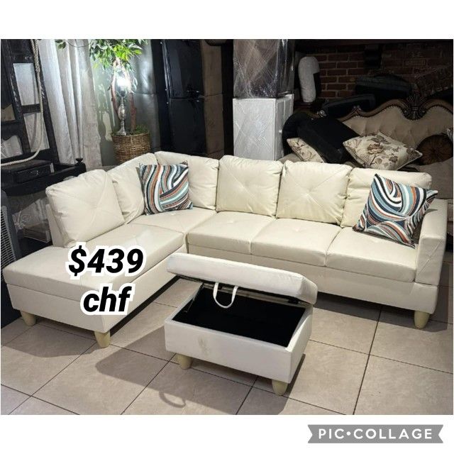 White Faux Leather 3-Piece Couch Living Room Sofa Set