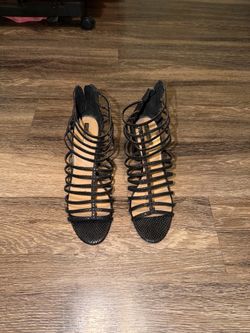 Tahari Black Strappy Block Heel Sandals